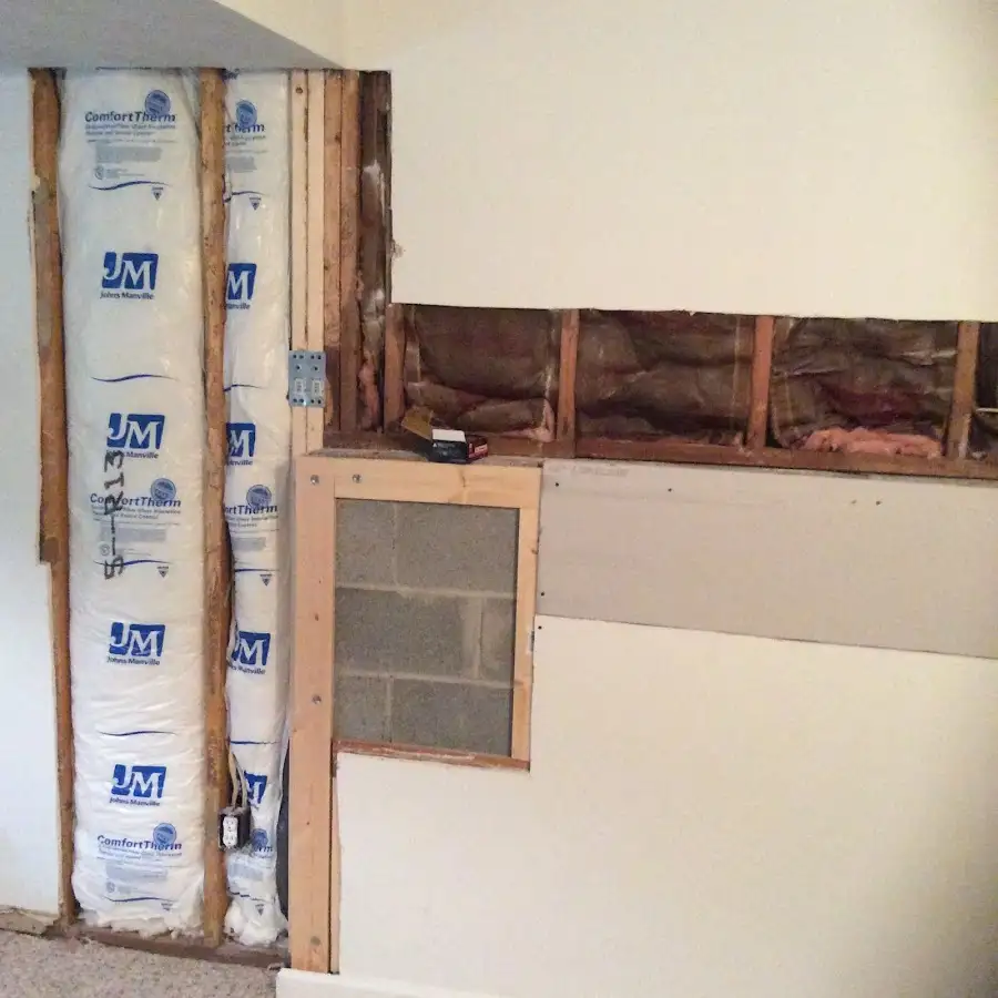 Wall insulation replacement during Basement Flood Cleanup in Gardiner